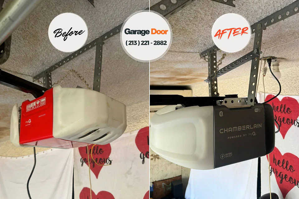 Before and after: garage door repair Morris, OK